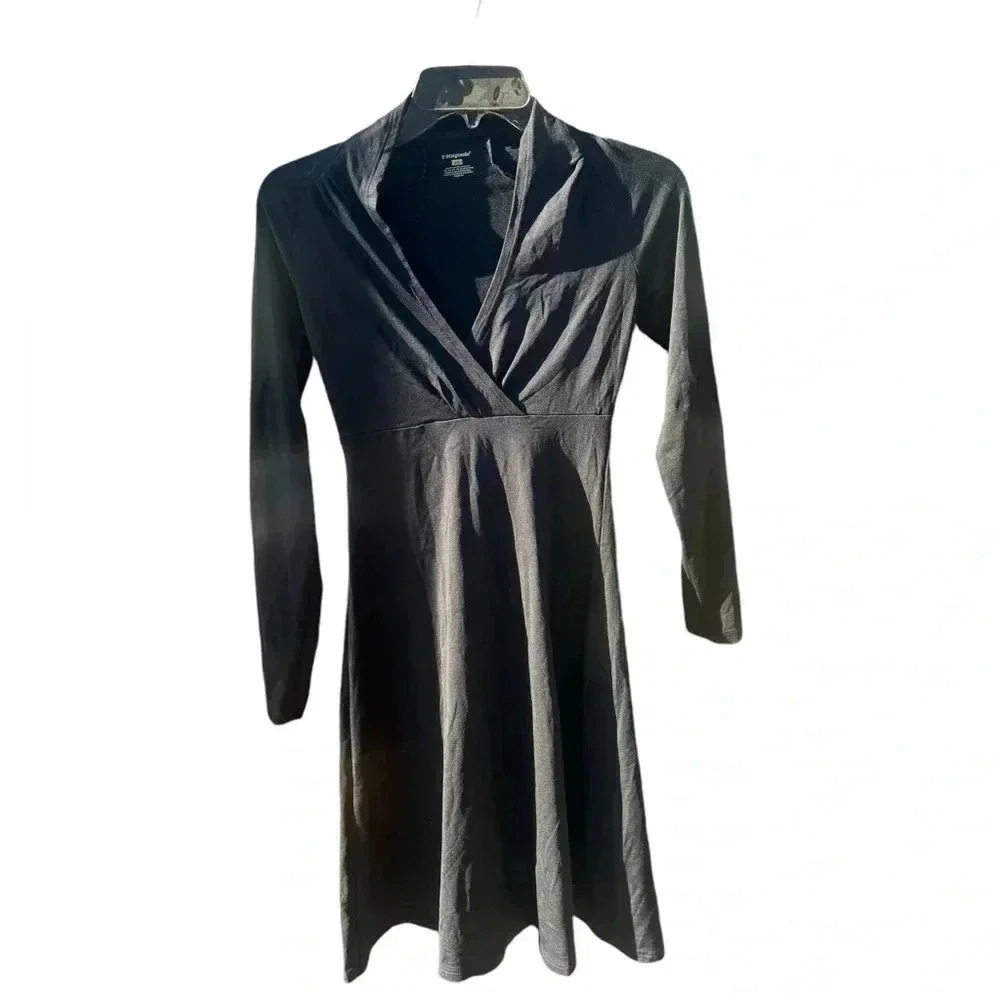 EUC Patagonia Black Eva Luna Dress size XS outdoors casual work spring - Picture 2 of 6